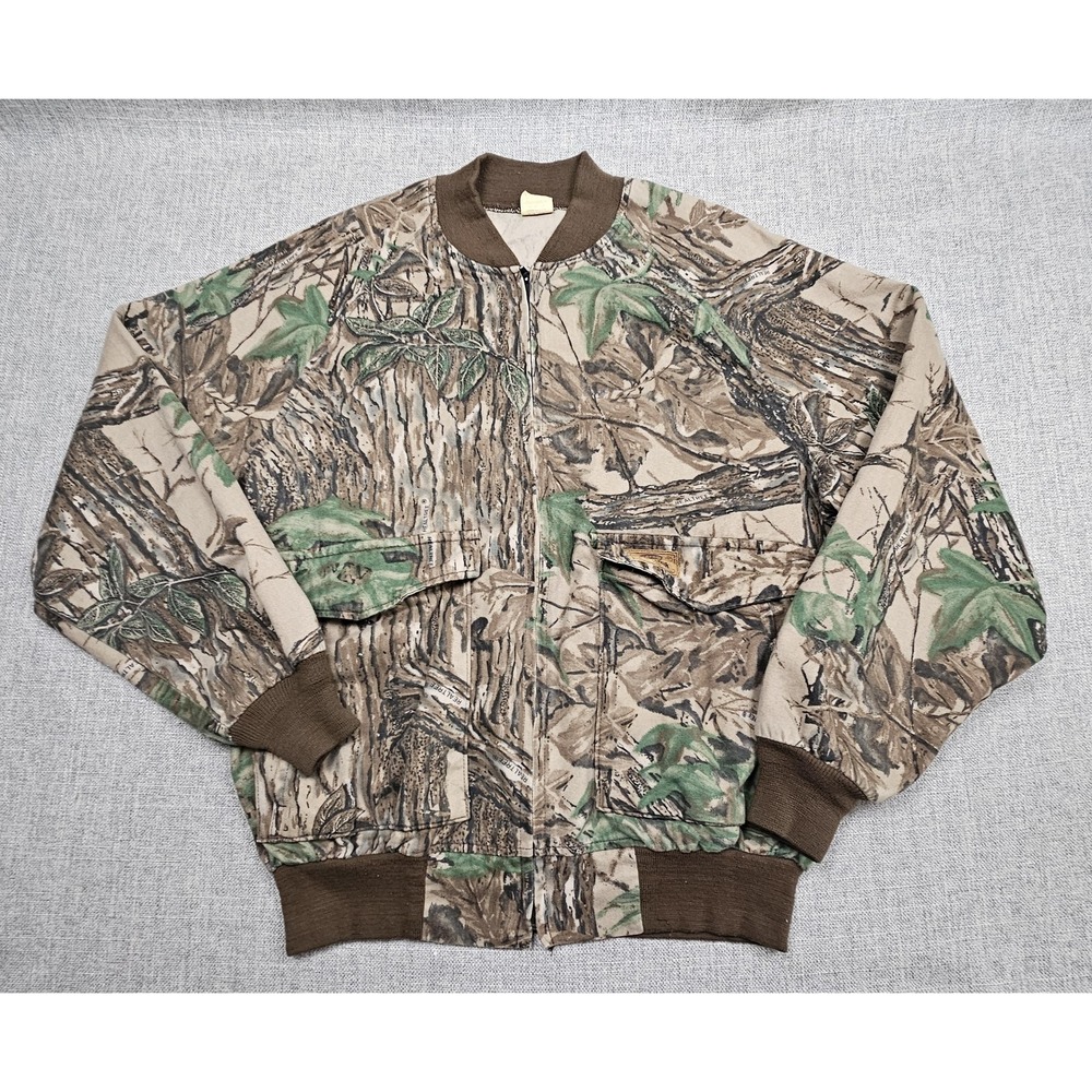 VINTAGE‎ Duxbak Jacket Mens XL Brown Camo Canvas Bomber Realtree USA Hunting